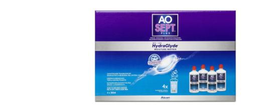 Aosept Plus mit HydraGlyde Vorratspack (4 x 360 ml  inkl. 4 Behälter)